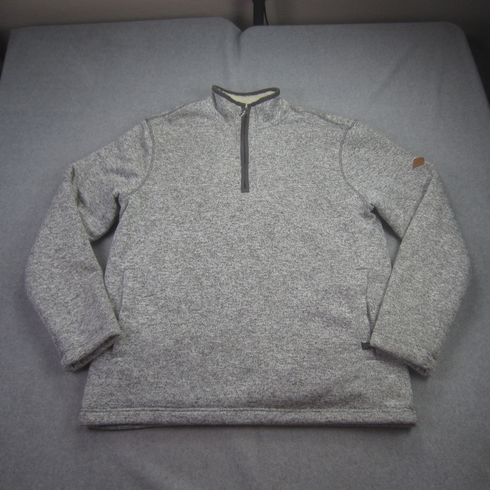 Orvis Sweater Mens Large Gray Sherpa Lined 1/4 Zip Classic Collection‎ Pullover